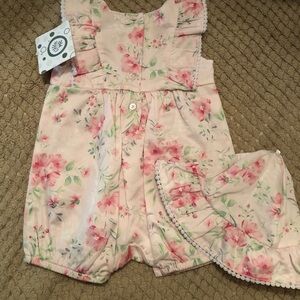 Little Me Floral Baby Romper and Hat Set